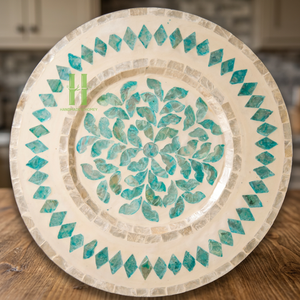 BEST SELLER Luxury Mother of Pearl Inlay Round <b>Placemats</b> Table Centerpieces Decorations OEM Design From Vietnam - Product Image 1