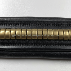 Conception ronde ou pyramidale personnalisée, pneu en laiton ou en métal argenté incrusté de canal vide, bande de sourcil de cheval en cuir en pleine taille cob - Product Image 1