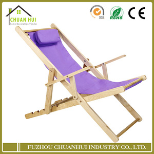 Pasania Cuspidata现代躺椅耐用木质聚酯织物便携式可折叠，带户外家具扶手 - Product Image 3