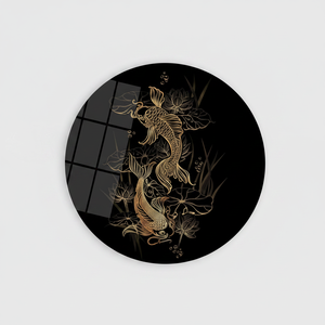 Elegant Koi Carp Lotus <b>Canvas</b> Print: Asian Symbol <b>Wall</b> Art,TEMPERED GLASS ART - Product Image 2