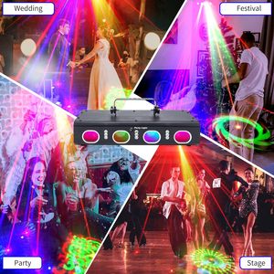 Mini ánh sáng sân khấu bốn đầu laser LED di động DMX512 âm thanh từ xa tự động chạy KTV Bar DJ Disco Wedding party chiếu - Product Image 4