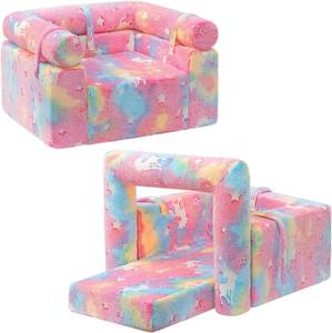 โซฟาเด็กแบบถอดประกอบได้ 2-in-1 ยี่ห้อ Manufacturer พร้อมพนักพิงแบบพลิกได้ เก้าอี้อ่านหนังสือสำหรับเด็กเล็ก หุ้มด้วยผ้ากำมะหยี่เรืองแสงในที่มืด - Product Image 5