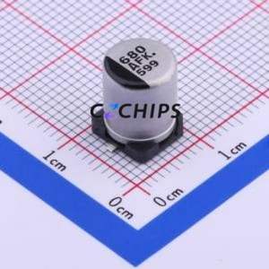 ตัวเก็บประจุแบบอิเล็กโทรไลต์อะลูมิเนียมชนิด SMD รุ่น EEEFK1A681GP ขนาด D8xL10.2 มม. ความจุ 680uF ค่าความคลาดเคลื่อน 20% แรงดันไฟฟ้า 10V กระแสไฟฟ้า 600mA ความถี่ 100kHz - Product Image 1