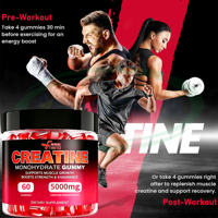 Gummies de créatine OEM pour la croissance musculaire, poudre de créatine monohydrate, gummies de créatine pré-entraînement, nutrition sportive, pilules pour la croissance musculaire