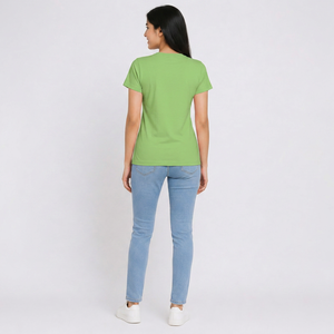 Camisetas de Verano Transpirables para Mujer, Cuello Redondo, Manga Corta, Logotipo Personalizado, 100% Algodón Jersey, Impresión Digital, Venta al Por Mayor - Product Image 4