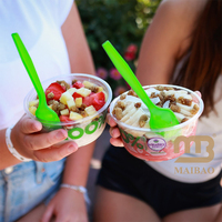 Bol d'açai jetable en PET PP recyclable écologique personnalisé repas sain bar à jus super aliment smoothie dessert gobelet en plastique avec couvercle cuillère