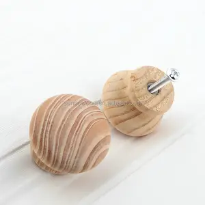 wholesale pine wood knob handle wooden mushroom knob use for solid furniture cabinet and drawer knob