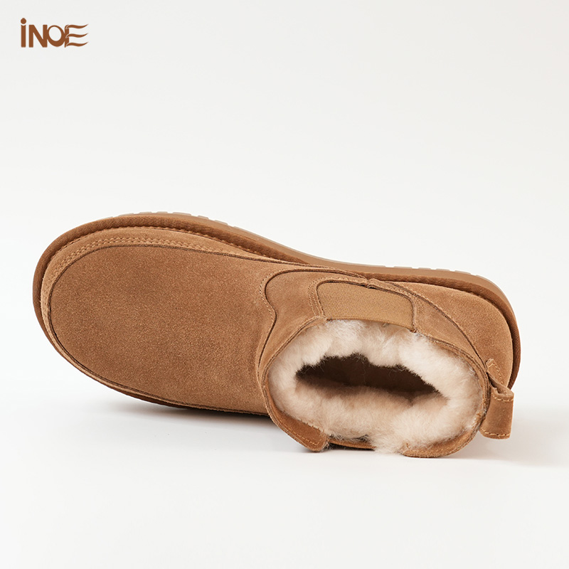 Men's Casual Winter Snow Boots Genuine Cow Suede Leather Shearling Wool Fur  Lined Elastic Non-Slip Waterproof Soft Thermal Warm| Alibaba.com