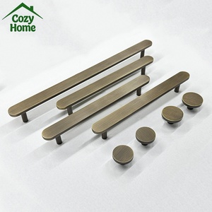 Gagang Kabinet Panjang Perunggu Antik Gagang Kabinet Kuningan Disikat Gagang Pintu Modern Kuningan Padat untuk Lemari Kabinet Laci - Product Image 4