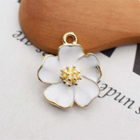 Accessoires de bijouterie DIY, pendentifs en alliage à huile goutteuse, petits pendentifs, bracelets, fleurs d'hibiscus, breloques, fournitures