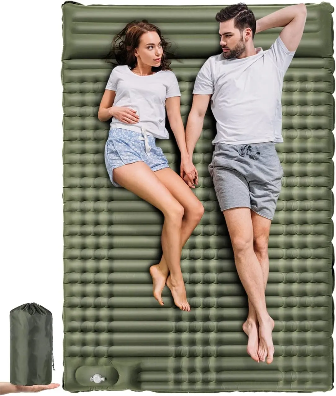 Легкий компактный Сверхлегкий надувной Встроенный ножной насос, двухместный спальный коврик для кемпинга
