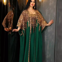 Y-1 Somptueuse Abaya Respirante, Kaftan Marocain, Robe de Soirée Longue de Style Africain Musulman à Sequins et Diamants, Boubou Kemettan