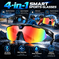 Lunettes de cyclisme intelligentes IA avec caméra 8MP, photos 32MP, vidéo 1200P, transfert Wi-Fi, EIS anti-tremblement, IP66, 49g, lunettes de soleil sport en temps réel