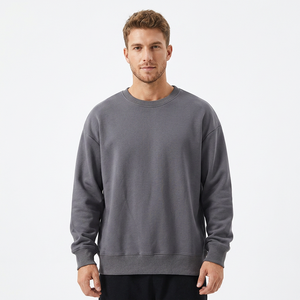 Sudadera de cuello redondo para hombre, 500 g/m², algodón y elastano, corte holgado, color liso, cálida para invierno, con logotipo personalizado OEM, venta al por mayor - Product Image 6