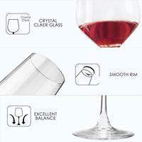 Lot de 6 verres à vin rouge en cristal transparent à long pied, 510 ml (17 oz), pour fêtes, mariages et restaurants