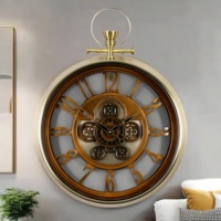 Jam Dinding Mewah Jarum Logam Quartz Single Face Gear Dekorasi Rumah Desain Retro Eropa Senyap Kokoh Kamar Tidur Kedai Kopi