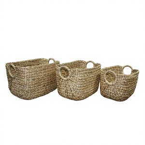 Cestas de Almacenamiento de Alta Calidad en Oferta, Rectangulares, de Jacinto de Agua Natural, con Asas, Organizadores Multiusos - Product Image 5