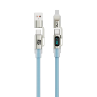 Câble de charge rapide USB-C 4-en-1 en silicone liquide 240W avec affichage pour iPhone – Vente en gros
