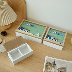 Caja de Joyería de Madera con Temática Oceánica, con Compartimentos, Organizador Decorativo de Escritorio para Casa de Playa - Product Image 3