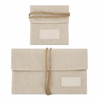 Pochette à rabat en lin écologique avec cordon en jute tressé, pour maquillage, soins de la peau, huiles essentielles, emballage cadeau