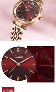 Reloj de Mujer Elegante Color Vino Tinto con Diamantes - Product Image 5