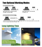 Lampe murale solaire super lumineuse IP65 étanche tout-en-un avec détecteur de mouvement PIR pour éclairage décoratif extérieur