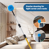Plumeau en microfibre de 24 pieds à tête carrée pour toiles d'araignée, avec manche télescopique en aluminium, lavable, pour le nettoyage des ventilateurs de plafond