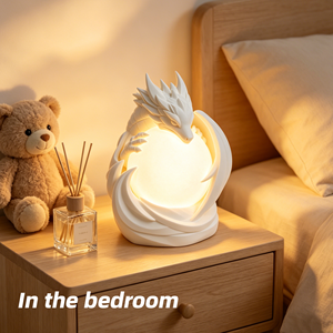 Lampada Notturna LED a Forma di Drago 3D Stampato, Luce Calda e Soffusa, Lampada da Comodino Sferica, Illuminazione Ambientale Decorativa Animale Fantastico, Regalo - Product Image 3