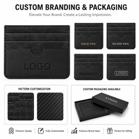 Dompet Kartu Tipis Kulit Hitam Premium untuk Pria, Cocok untuk Bawaan Kantor, Dilengkapi Slot Jempol Melengkung dan Penyimpanan Multi Kartu