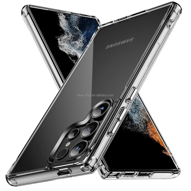 Premium High Quality Crystal Clear Case With Metal Buttons 2 in 1 TPU PC Anti-Yellowing Phone Case for Samsung S24 Ultra Plus 5G