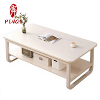 Moderner Minimalistischer Höhenverstellbarer Glas-Couchtisch TV-Schrank Holz Langlebiger Couchtisch mit Stauraum