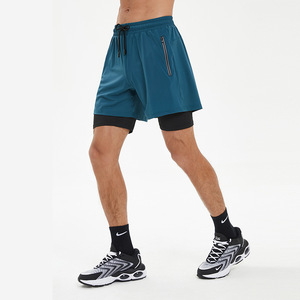 Pantalones Cortos Deportivos para <span class=keywords><strong>Hombre</strong></span>, para Correr, Maratón, <span class=keywords><strong>Atletismo</strong></span>, de Secado Rápido, con Forro, Diseño de Dos Piezas, para Entrenamiento, Fitness, Poliéster y Elastano, Tres Cuartos - Product Image 1