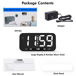Wecker — affichage LED numérique, Port usb 2 alarme, connexion facile à lire - Product Image 6