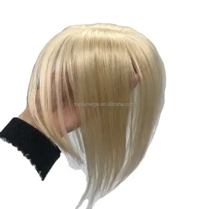Remy rambut manusia poni 3 klip 3D potongan tumpul rambut alami pinggiran rambut pirang hitam coklat klip di poni OverHead klip pada ekstensi rambut