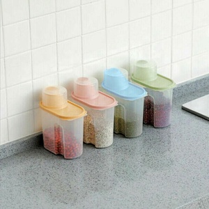 Botellas de plástico transparente para almacenamiento de alimentos, contenedor de comida seca con tapas para cocina, dispensador duradero de cereales, tarros de almacenamiento de granos de arroz - Product Image 2