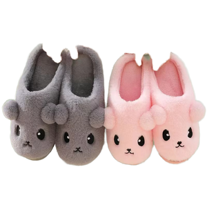 Pantuflas Cálidas de Felpa para Mujer y Hombre, Antideslizantes para Interiores de Invierno, con Forro de Malla y Suela de Goma Gruesa, Decoración de Lazo - Product Image 1