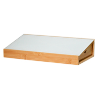 Tableau blanc de bureau en bambou avec boîte de rangement, support de tableau blanc effaçable à sec pour bureau, support de clavier d'ordinateur, meuble