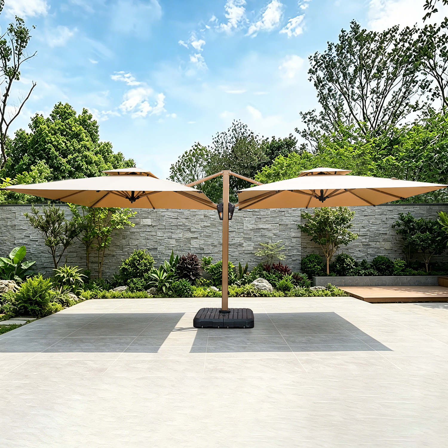 Parasol double face 2,5 m avec base