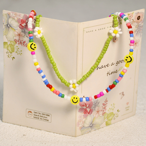 Collier ras de cou <span class=keywords><strong>en</strong></span> perles pour femmes, breloque bohème fait à la main, <span class=keywords><strong>Smiley</strong></span> Girl, chaînes esthétiques, cadeau de bijoux - Product Image 5