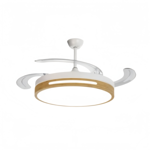 Ventilateur de plafond LED moderne à 3 pales, moteur DC, télécommande, intensité variable, blanc chaud 3500K, montage encastré, salon - Product Image 1