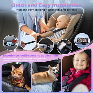 Cámara de coche dual para 2 niños-Monitor de bebé HD 6,86 P de 1080 "con visión nocturna Monitoreo de seguridad en tiempo <span class=keywords><strong>real</strong></span> giratorio de 360 ° - Product Image 6