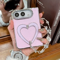 Étui de protection pliable en cuir de mouton mat en forme de cœur pour iPhone Duo et Apple Duo