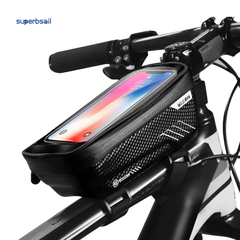 와일드 맨 방수 자전거 가방 프레임 전면 탑 튜브 사이클링 가방 반사 6.5in 전화 케이스 터치 스크린 가방 MTB 자전거 액세서리