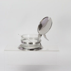 Plato de parmesano de <span class=keywords><strong>acero</strong></span> <span class=keywords><strong>inoxidable</strong></span>, cuenco de vidrio con cuchara para azúcar, aperitivos, nueces, tarro de mermelada, tazón de queso, venta al por mayor - Product Image 4