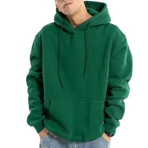 Pamuklu kazak erkek koyu yeşil kazak toptan zencefil sarı Streetwear erkekler boş boy Hoodie