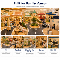 Équipement de terrain de jeu intérieur modulaire pour enfants, avec aménagement de supermarché, de rue et de bancs, qualité contrôlée par les opérateurs FEC
