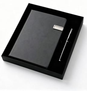 Ensemble cadeau de papeterie de luxe rechargeable, carnet de notes, agenda USB, cuir PU bleu, journal A5 avec stylo - Product Image 3