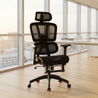 Chaise de bureau exécutive ergonomique professionnelle, pivotante, réglable, respirante, à dossier haut, en maille, noire, la moins chère