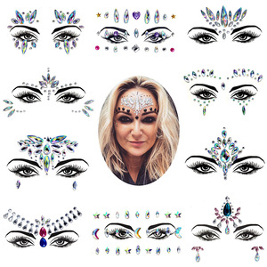 Autocollants de <span class=keywords><strong>tatouage</strong></span> corporel en <span class=keywords><strong>diamant</strong></span>, étanches, temporaires, 3D, en strass, pour fêtes, visage, pour femmes, filles et hommes - Product Image 5