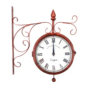 Innovative Vintage Body Decorative Home Decor Double Sided Clock Hanging Double Side Wall Clocks Style Decoration for Livingroom